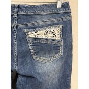 Ariya Jeans Womens 13/14 Blue Denim Cotton Cropped Distressed Frayed Cuffed Hem